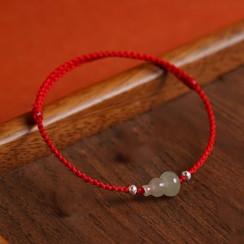 Nimara Ritual Gourd Hetian Jade Red String Prosperity Bracelet Anklet