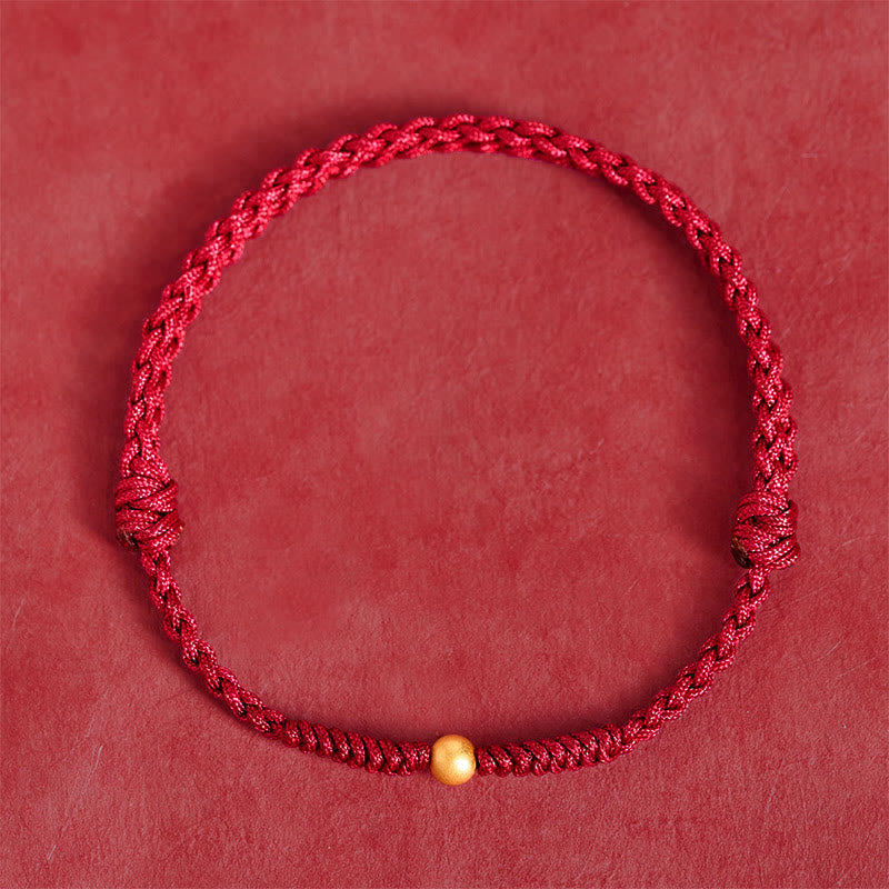Nimara Ritual "A Simple Wish for You" 925 Sterling Silver Plated Gold Single Bead Red Rope Bracelet Anklet Includes Gift Message Card