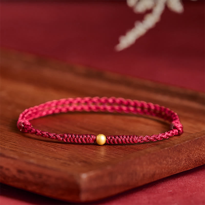 Nimara Ritual "A Simple Wish for You" 925 Sterling Silver Plated Gold Single Bead Red Rope Bracelet Anklet Includes Gift Message Card