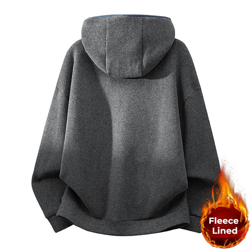 Nimara Ritual Fall Winter Zipper Design Fleece Lined Long Sleeve Cotton Men's Hoodie