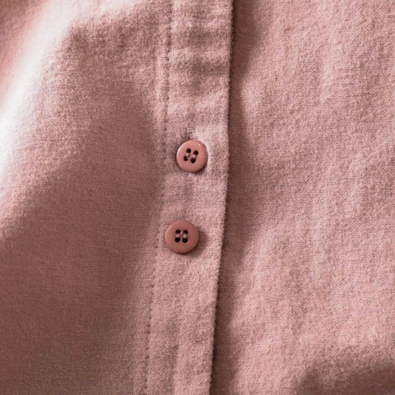 Nimara Ritual Fall Solid Color Button Down Stand Collar Long Sleeve Women's Cotton Shirt