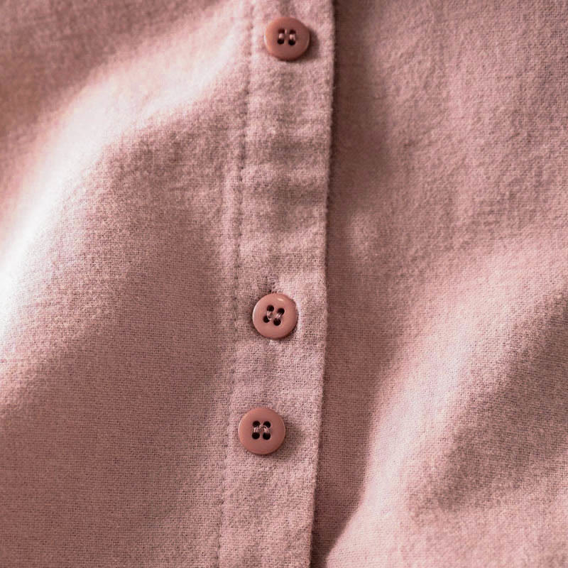 Nimara Ritual Fall Solid Color Button Down Stand Collar Long Sleeve Women's Cotton Shirt