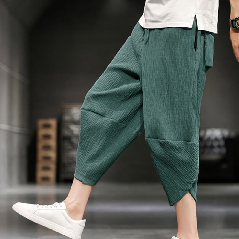Nimara Ritual Summer Solid Men's Cropped Pants With Pockets