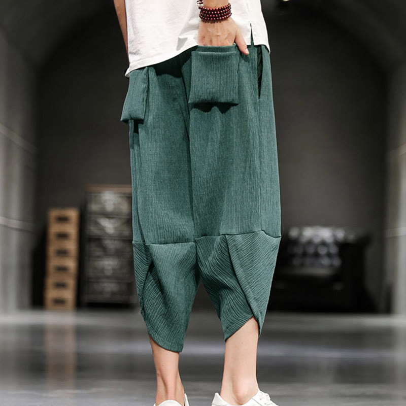 Nimara Ritual Summer Solid Men's Cropped Pants With Pockets