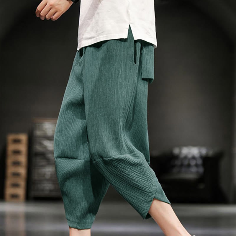 Nimara Ritual Summer Solid Men's Cropped Pants With Pockets