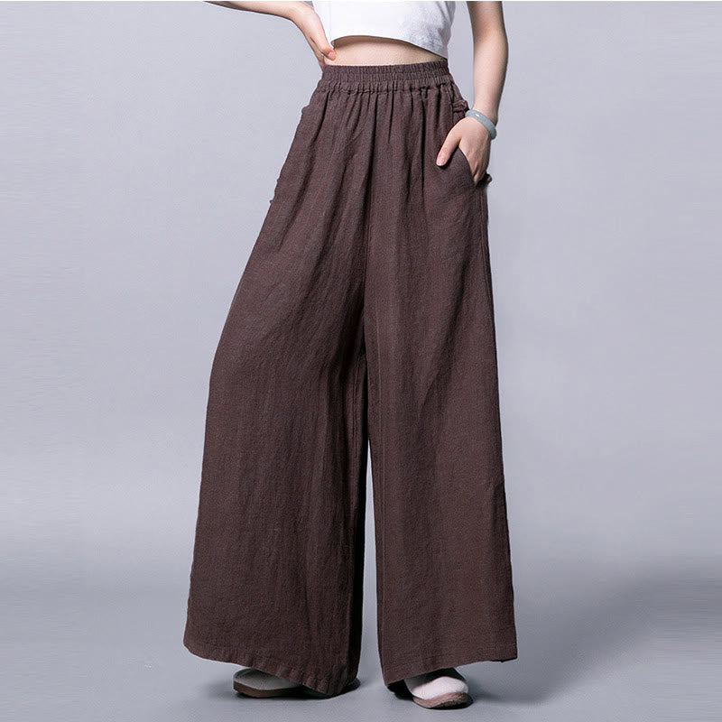Nimara Ritual Casual Frog-Button High Waist Wide Leg Pants With Pockets