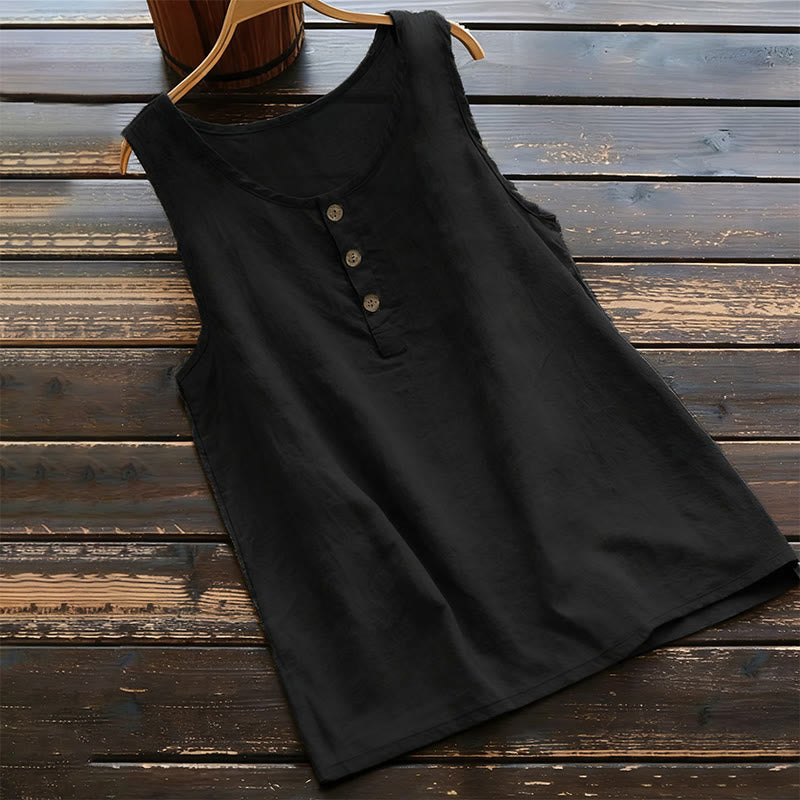 Nimara Ritual Summer Pure Color Crew Collar Button Women's Vest Waistcoat