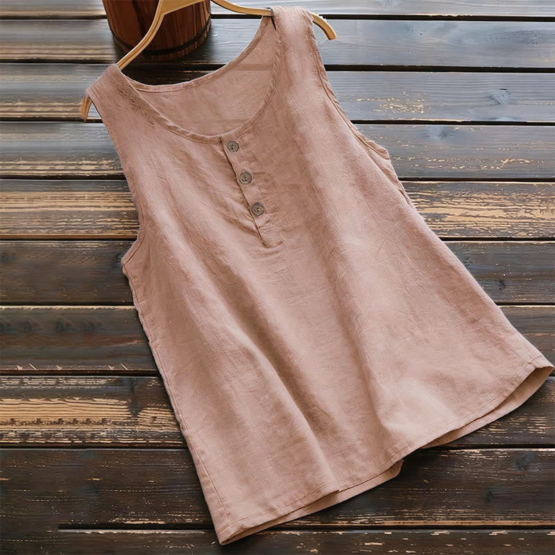 Nimara Ritual Summer Pure Color Crew Collar Button Women's Vest Waistcoat