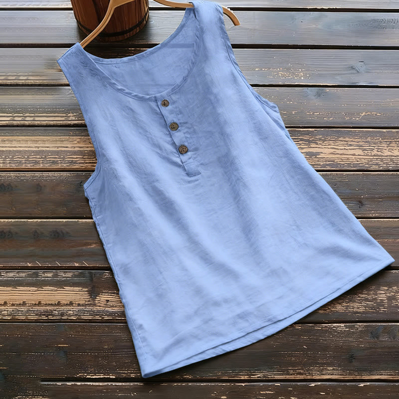 Nimara Ritual Summer Pure Color Crew Collar Button Women's Vest Waistcoat
