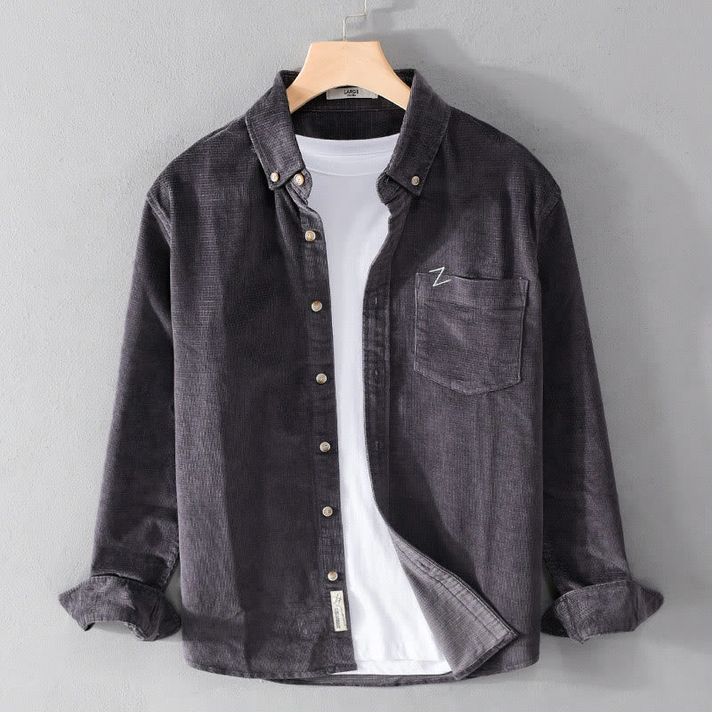 Nimara Ritual Casual Corduroy Solid Color Men's Long Sleeve Cotton Thickened Jacket With Pockets