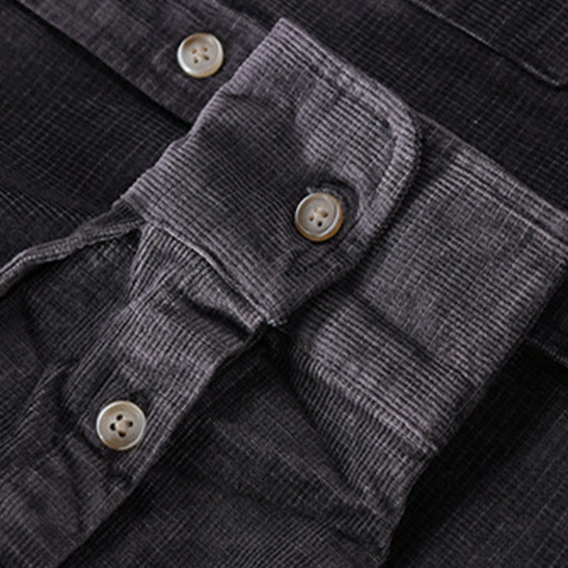 Nimara Ritual Casual Corduroy Solid Color Men's Long Sleeve Cotton Thickened Jacket With Pockets