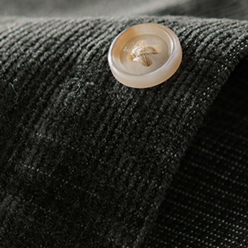 Nimara Ritual Casual Corduroy Solid Color Men's Long Sleeve Cotton Thickened Jacket With Pockets