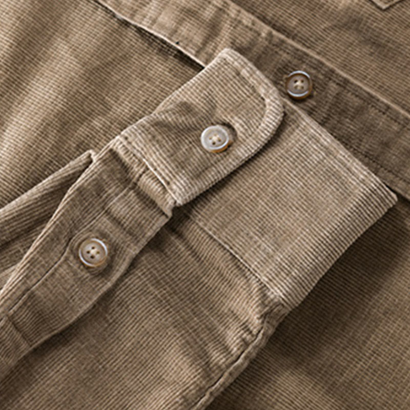 Nimara Ritual Casual Corduroy Solid Color Men's Long Sleeve Cotton Thickened Jacket With Pockets
