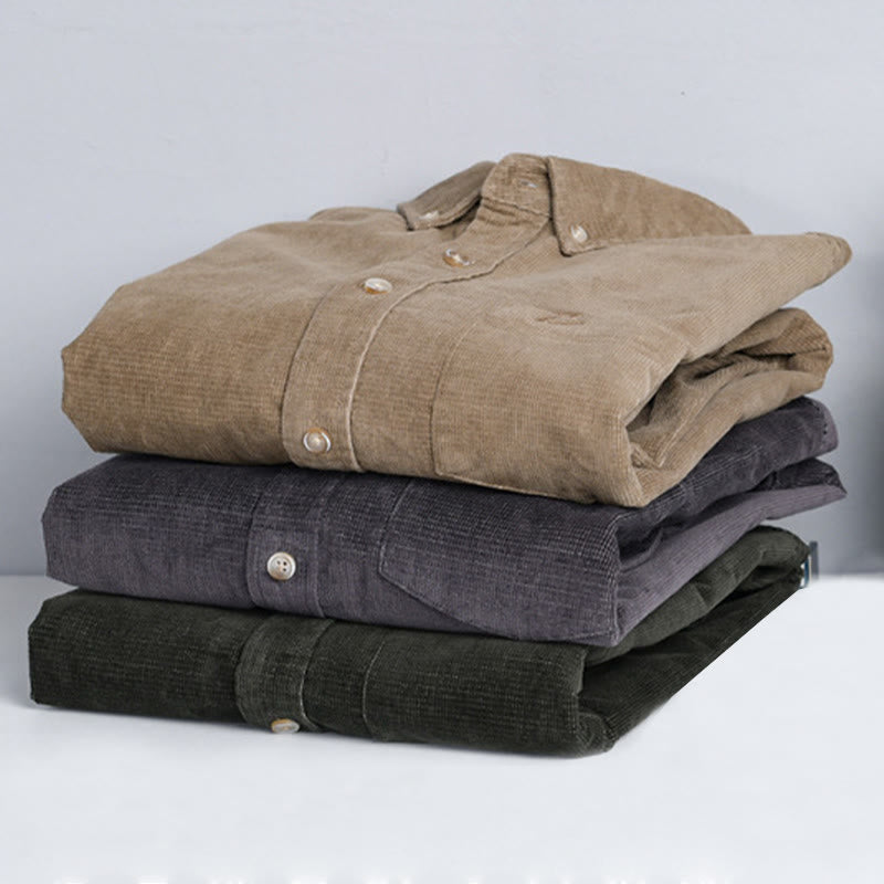 Nimara Ritual Casual Corduroy Solid Color Men's Long Sleeve Cotton Thickened Jacket With Pockets