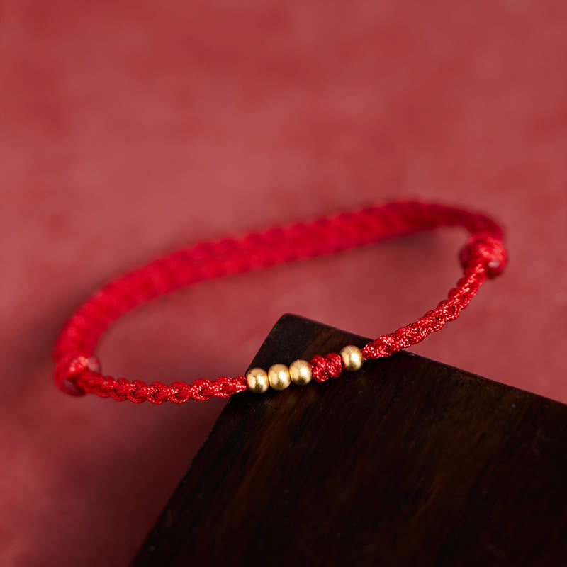 Nimara Ritual "Blessings for Clear Connections" 925 Sterling Silver Plated Gold Beads Red String Bracelet Includes Gift Message Card