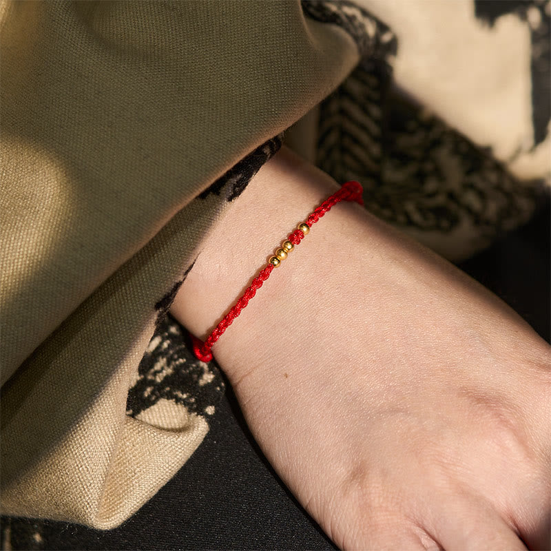Nimara Ritual "Blessings for Clear Connections" 925 Sterling Silver Plated Gold Beads Red String Bracelet Includes Gift Message Card