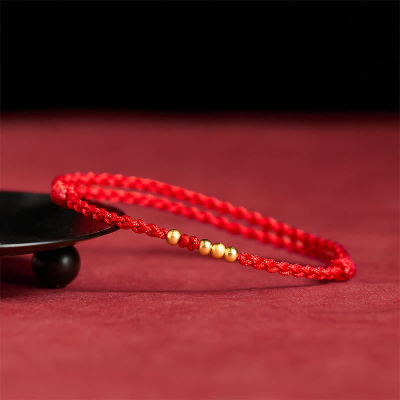 Nimara Ritual "Blessings for Clear Connections" 925 Sterling Silver Plated Gold Beads Red String Bracelet Includes Gift Message Card
