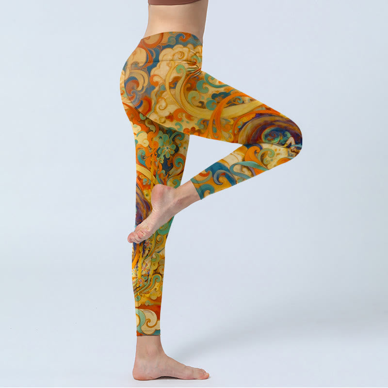Nimara Ritual Gorgeous Fairy Cloud Pattern Print Gym Leggings Women's Yoga Pants