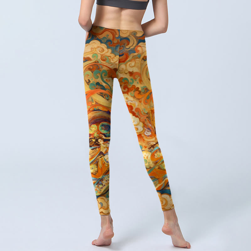 Nimara Ritual Gorgeous Fairy Cloud Pattern Print Gym Leggings Women's Yoga Pants