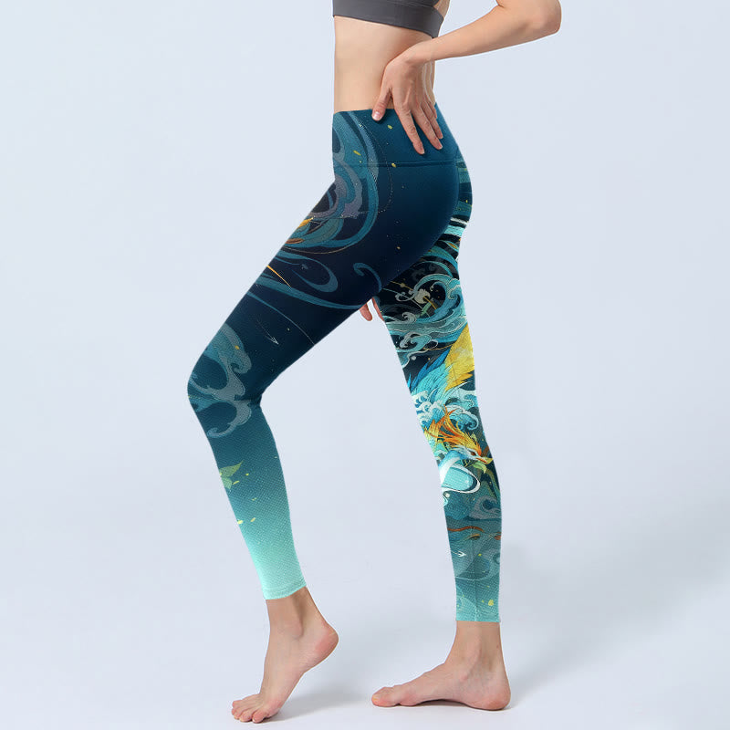 Nimara Ritual Dreamy Lively Phoenix Cloud Pattern Print Gym Leggings Women's Yoga Pants