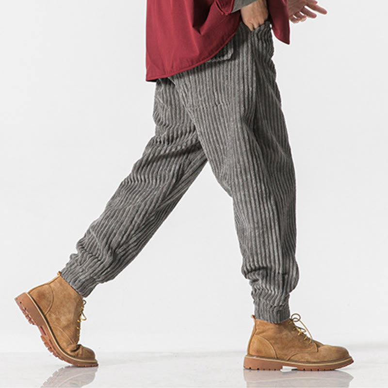 Nimara Ritual Winter Solid Color Men's Ankle-Length Corduroy Pants With Pockets