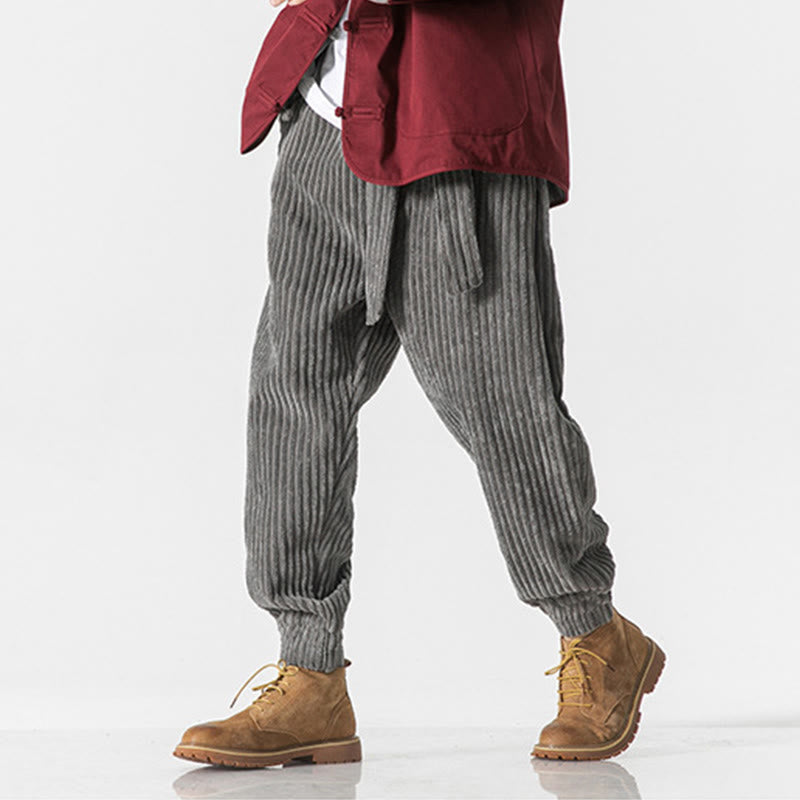 Nimara Ritual Winter Solid Color Men's Ankle-Length Corduroy Pants With Pockets