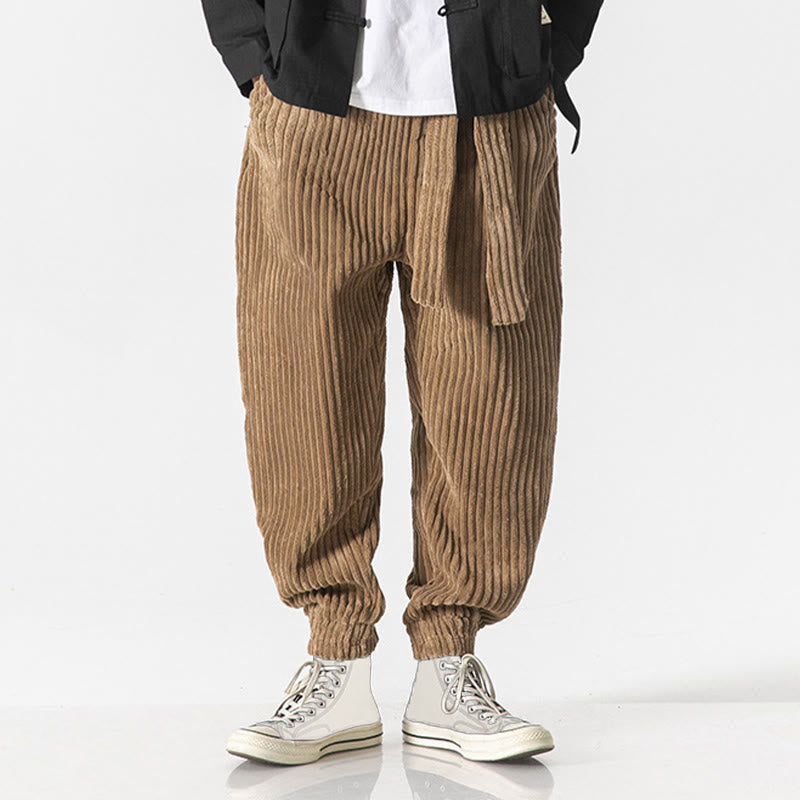 Nimara Ritual Winter Solid Color Men's Ankle-Length Corduroy Pants With Pockets