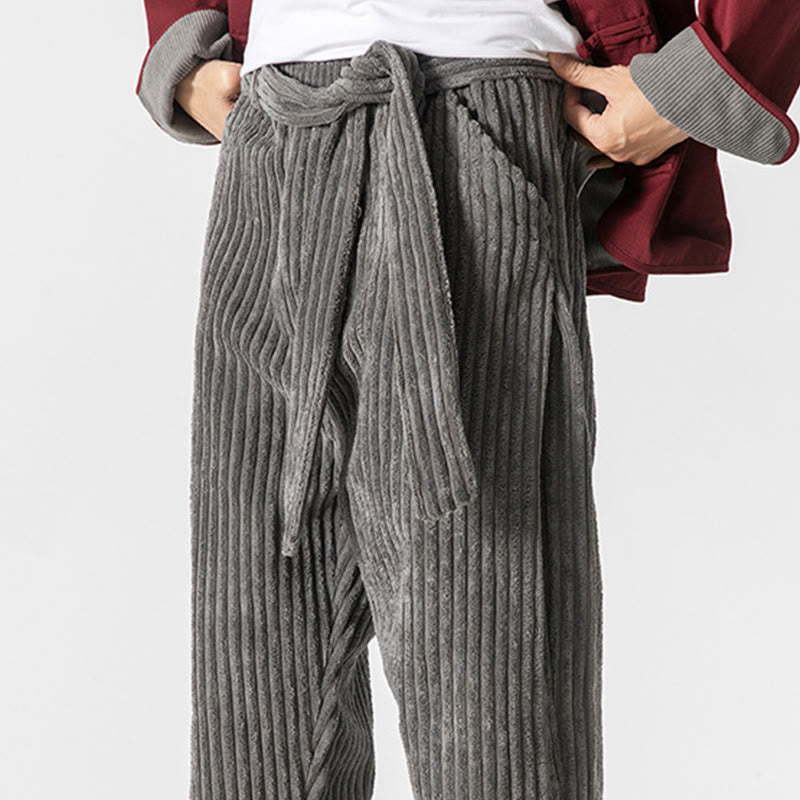 Nimara Ritual Winter Solid Color Men's Ankle-Length Corduroy Pants With Pockets