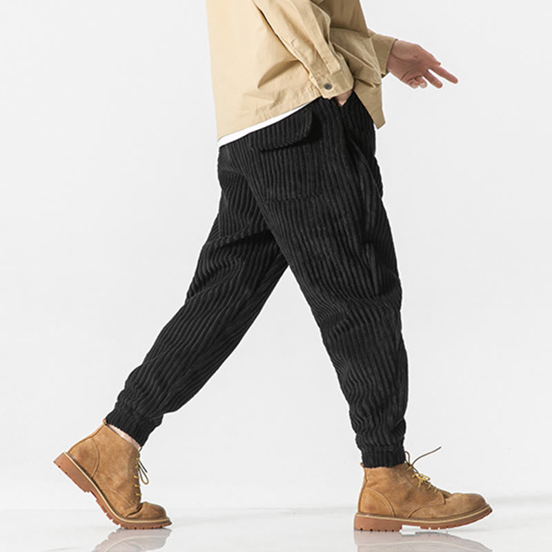 Nimara Ritual Winter Solid Color Men's Ankle-Length Corduroy Pants With Pockets