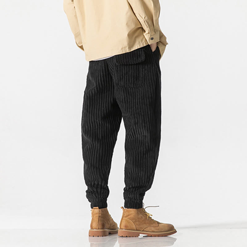 Nimara Ritual Winter Solid Color Men's Ankle-Length Corduroy Pants With Pockets