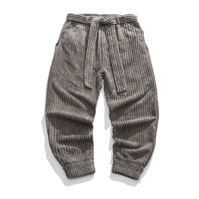 Nimara Ritual Winter Solid Color Men's Ankle-Length Corduroy Pants With Pockets