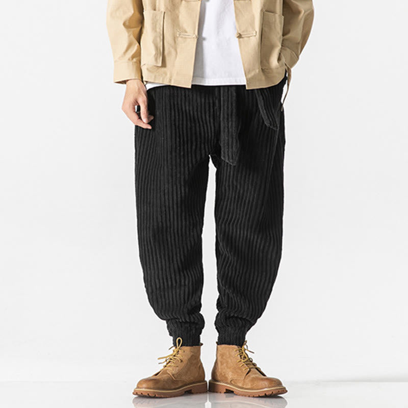Nimara Ritual Winter Solid Color Men's Ankle-Length Corduroy Pants With Pockets