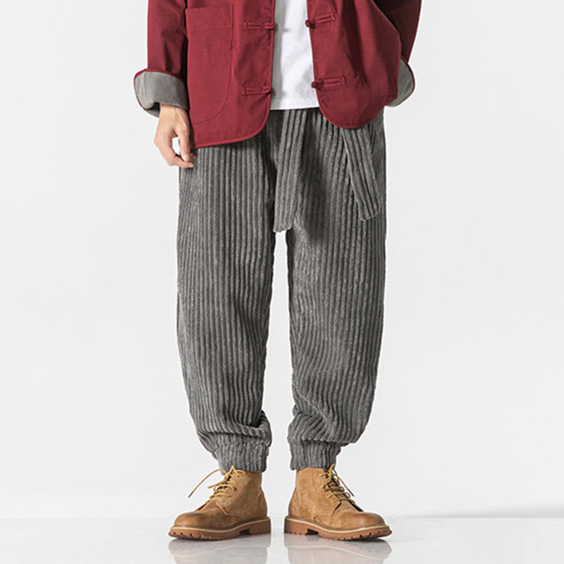 Nimara Ritual Winter Solid Color Men's Ankle-Length Corduroy Pants With Pockets