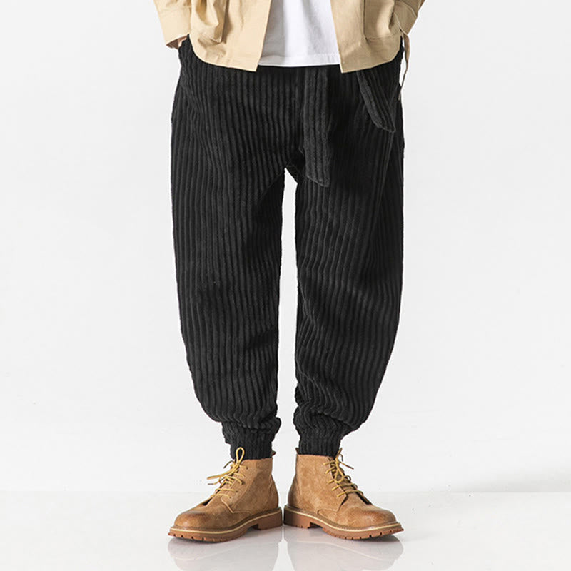 Nimara Ritual Winter Solid Color Men's Ankle-Length Corduroy Pants With Pockets