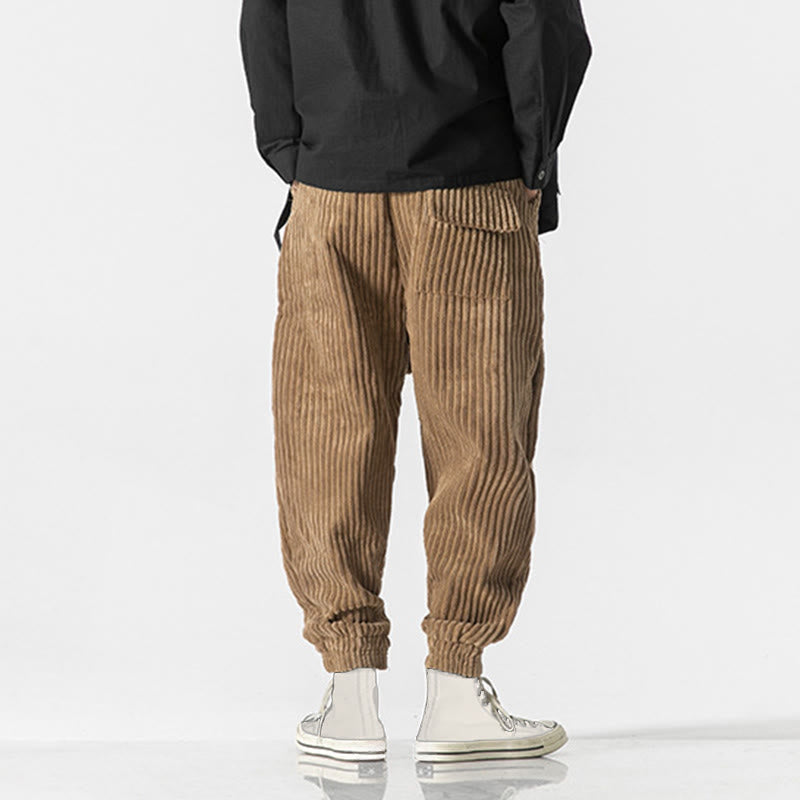 Nimara Ritual Winter Solid Color Men's Ankle-Length Corduroy Pants With Pockets
