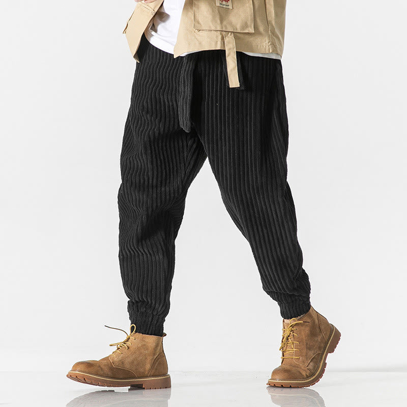 Nimara Ritual Winter Solid Color Men's Ankle-Length Corduroy Pants With Pockets