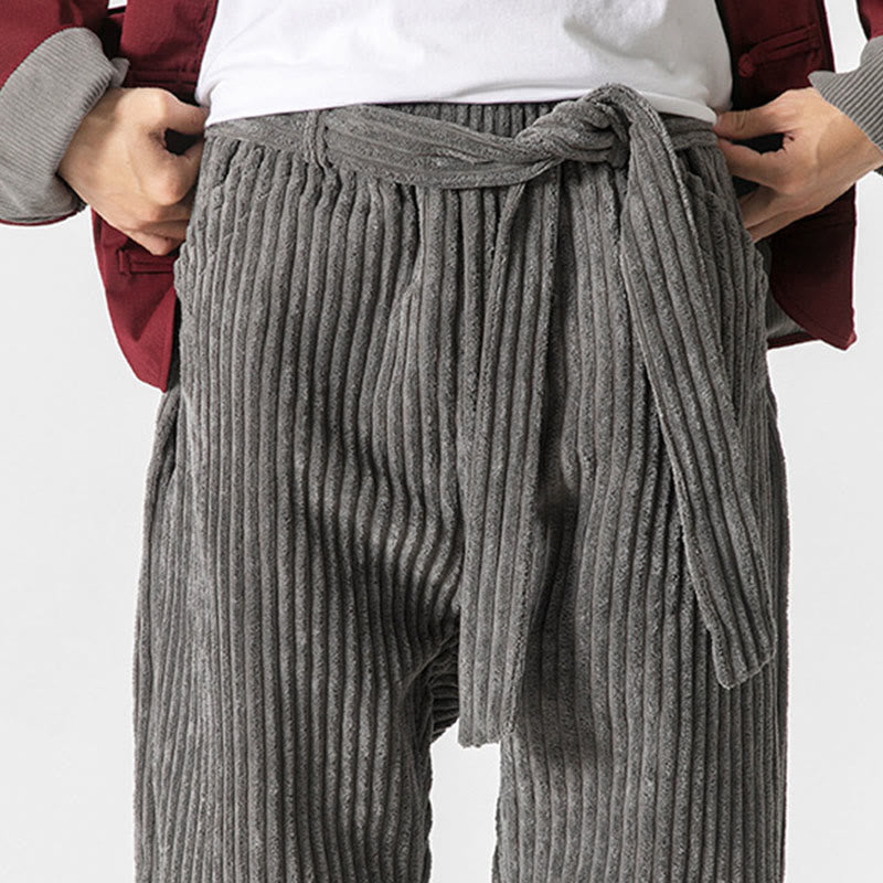 Nimara Ritual Winter Solid Color Men's Ankle-Length Corduroy Pants With Pockets