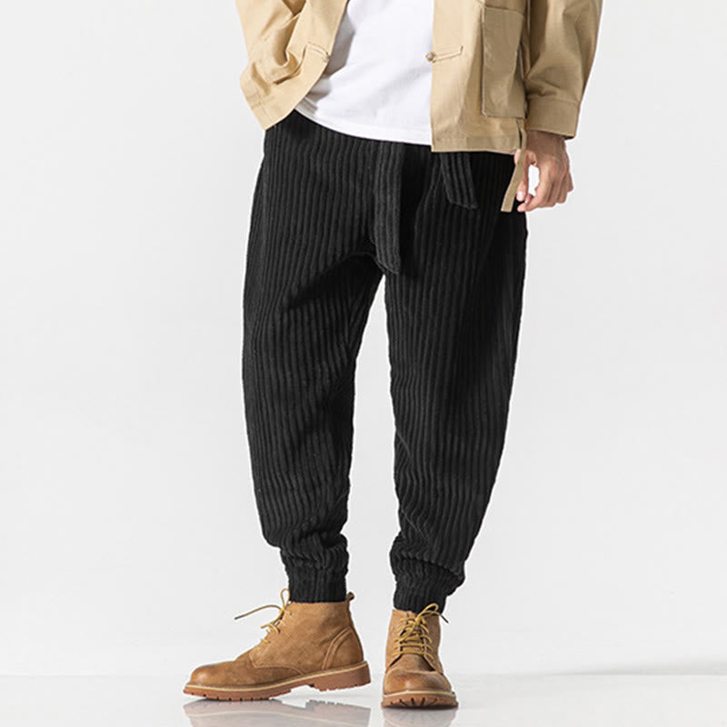 Nimara Ritual Winter Solid Color Men's Ankle-Length Corduroy Pants With Pockets
