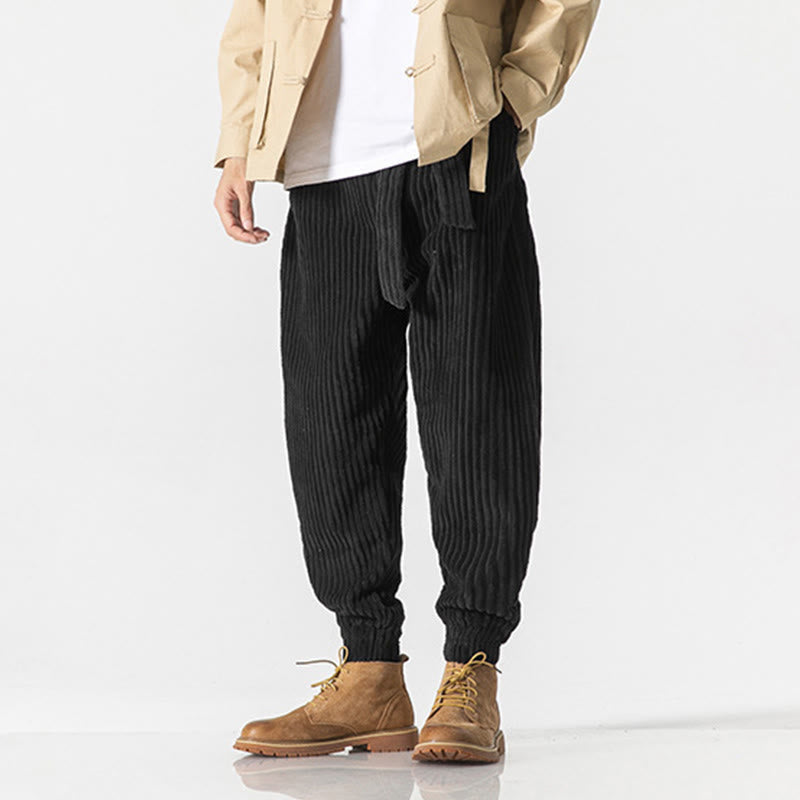 Nimara Ritual Winter Solid Color Men's Ankle-Length Corduroy Pants With Pockets