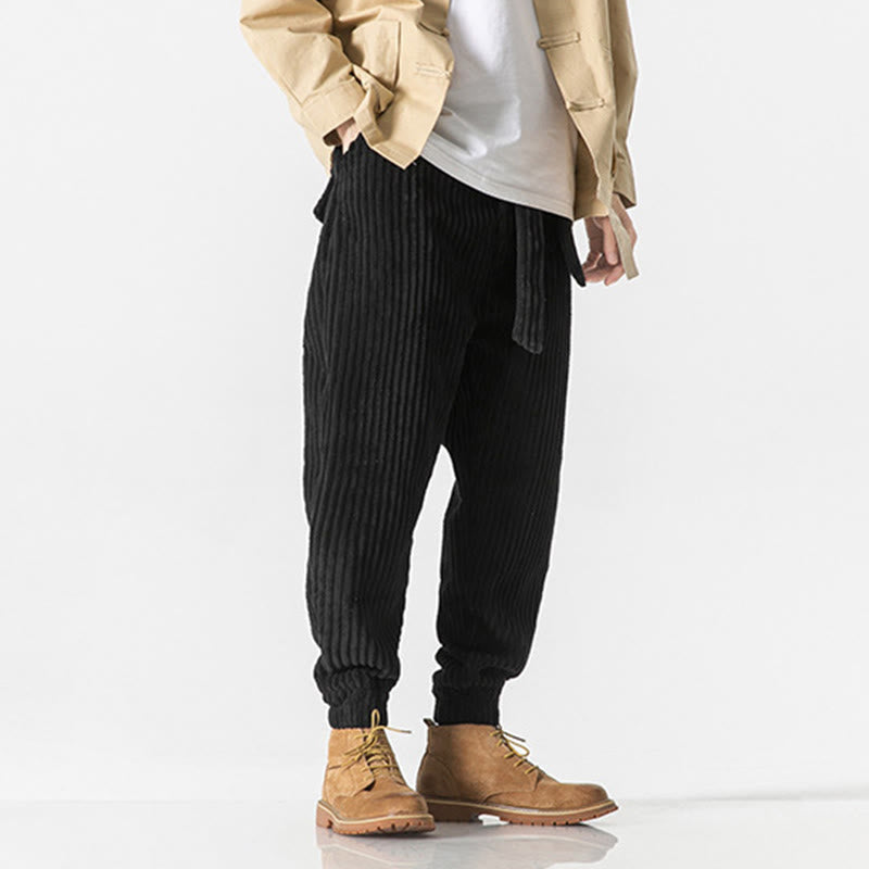 Nimara Ritual Winter Solid Color Men's Ankle-Length Corduroy Pants With Pockets
