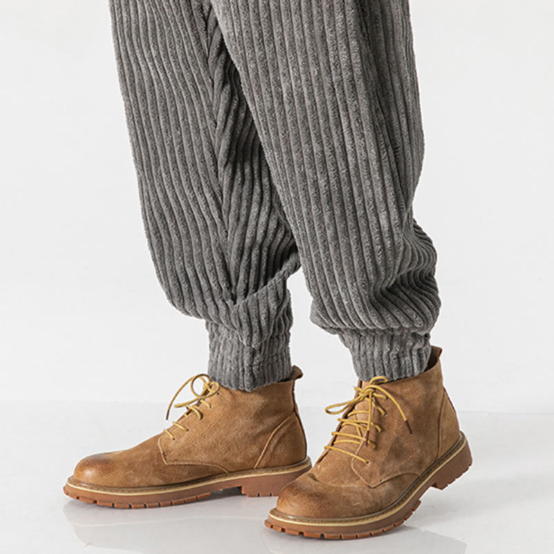 Nimara Ritual Winter Solid Color Men's Ankle-Length Corduroy Pants With Pockets