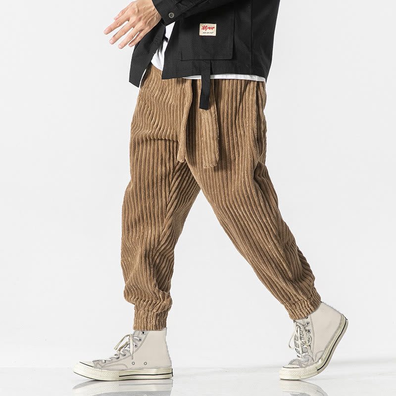 Nimara Ritual Winter Solid Color Men's Ankle-Length Corduroy Pants With Pockets