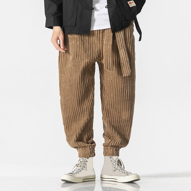 Nimara Ritual Winter Solid Color Men's Ankle-Length Corduroy Pants With Pockets