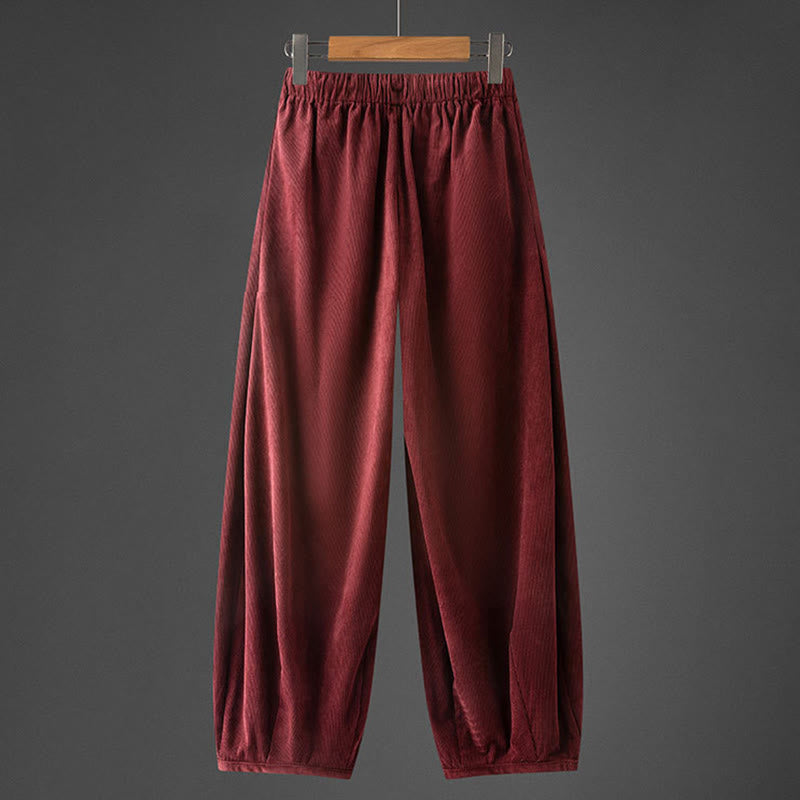 Nimara Ritual Winter Men's Drawstring Plain Elastic Waistband Design Corduroy Pants With Pockets
