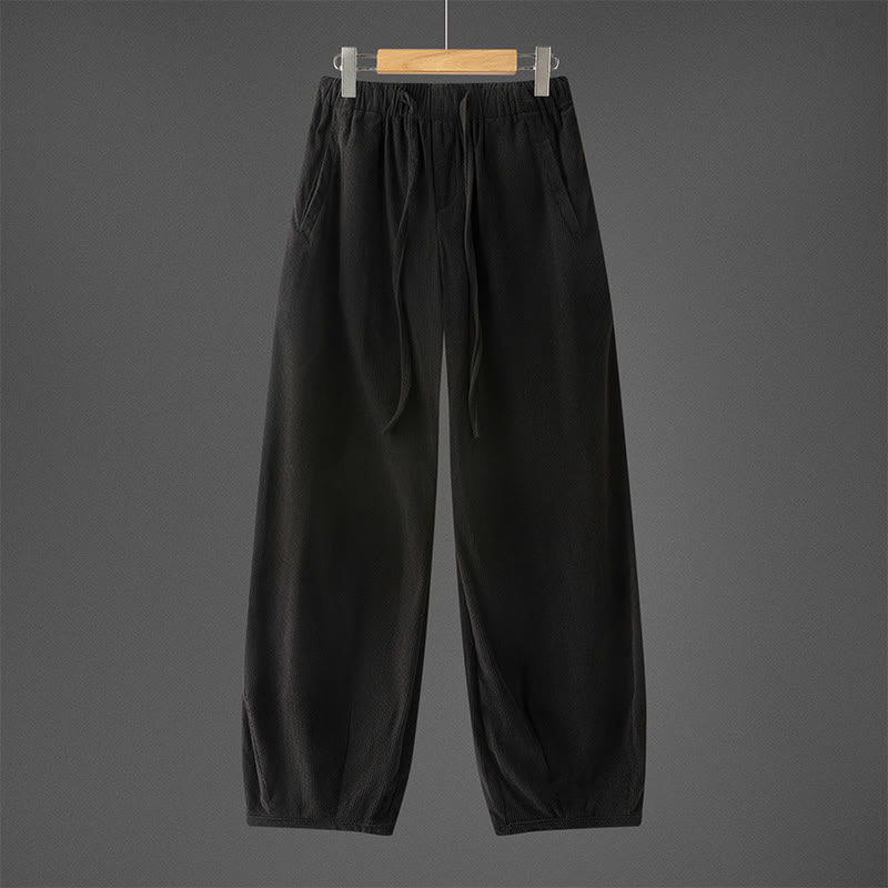 Nimara Ritual Winter Men's Drawstring Plain Elastic Waistband Design Corduroy Pants With Pockets