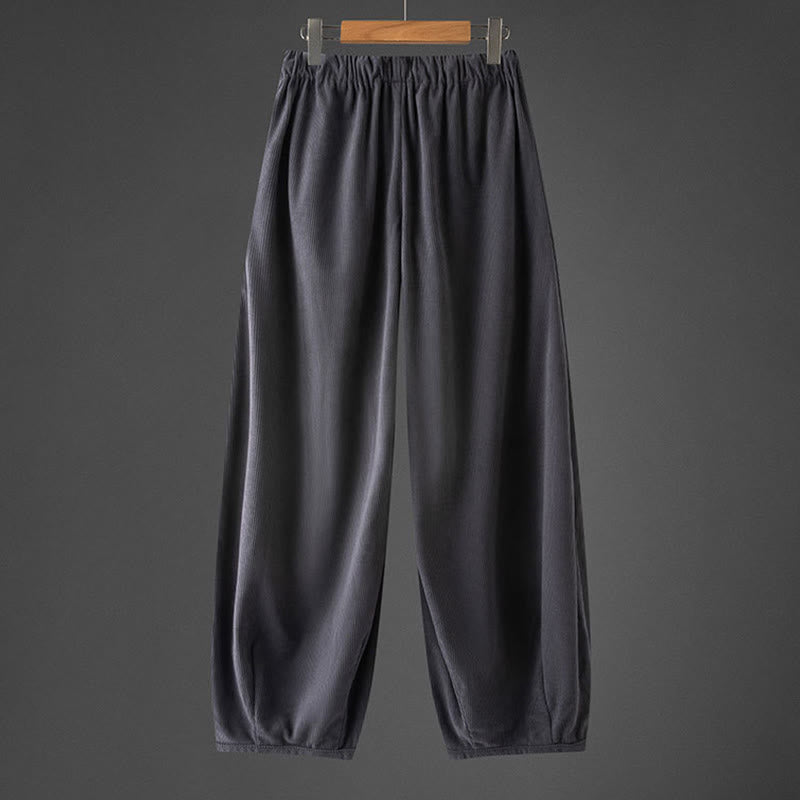Nimara Ritual Winter Men's Drawstring Plain Elastic Waistband Design Corduroy Pants With Pockets