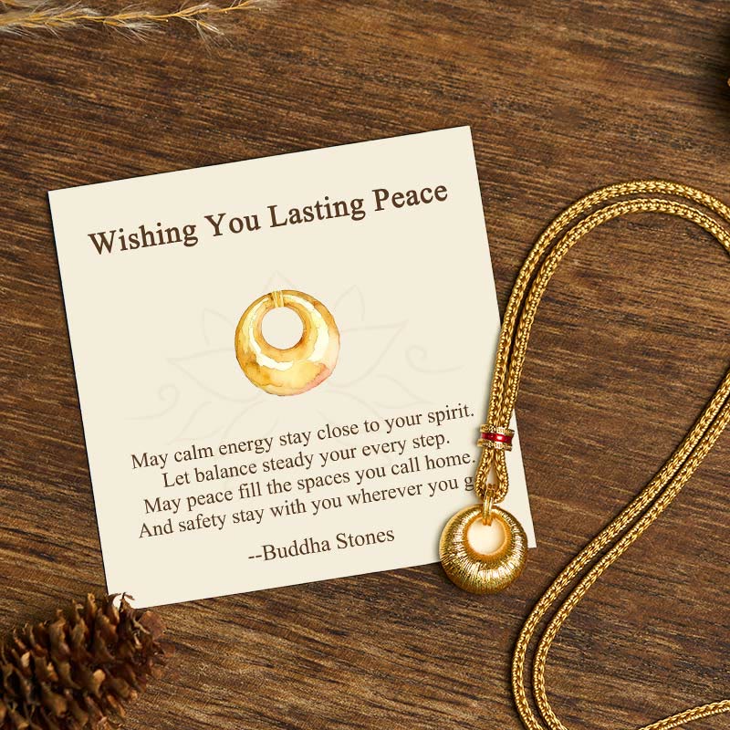 Nimara Ritual "Wishing You Lasting Peace" 24k Gold Plated Copper Peace Buckle Necklace Includes Gift Message Card