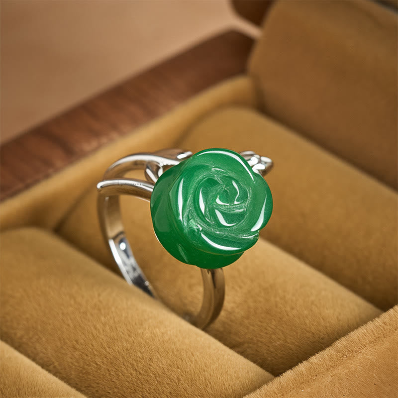 Nimara Ritual Rose Green Jasper Copper Plated Silver Adjustable Balance Ring