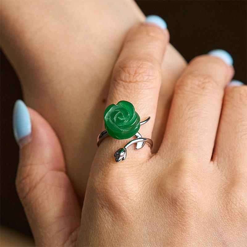 Nimara Ritual Rose Green Jasper Copper Plated Silver Adjustable Balance Ring