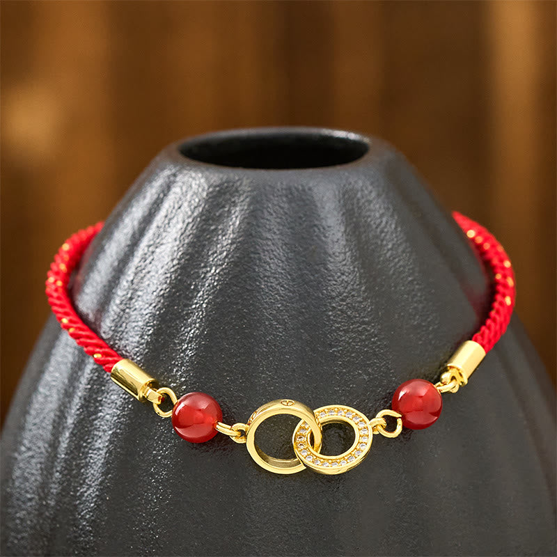 Nimara Ritual Connected Peace Buckles Copper Plated Gold Red String Protection Bracelet